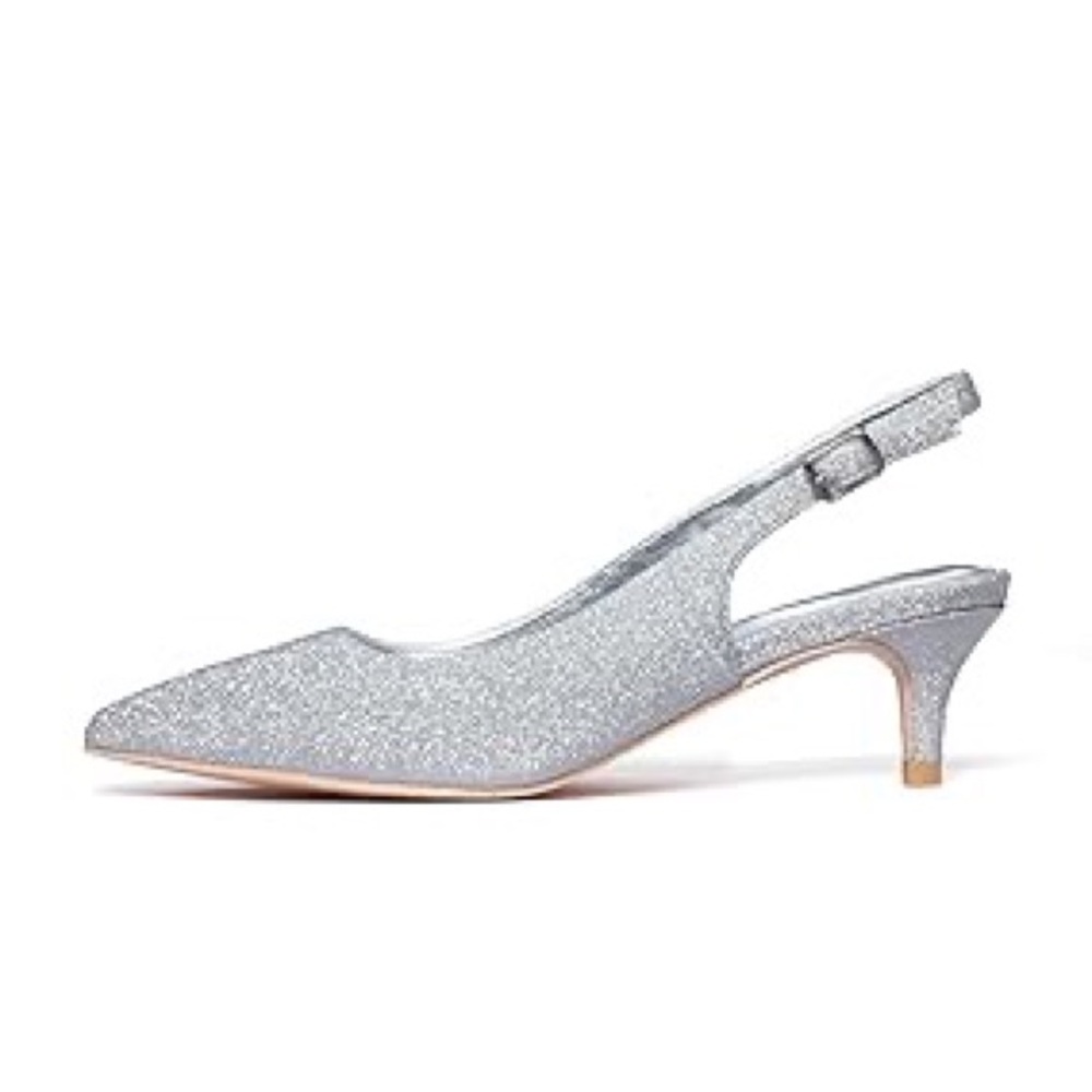 Shimmering Silver Slingback Heels